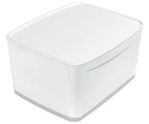 Leitz MyBox Grand Format avec couvercle, Boîte de Rangement pour la Maison et le Bureau, 18 L, Finition Mate, Plastique, Sans BPA et Sans Danger pour les Aliments, Blanc/Gris, 52161001