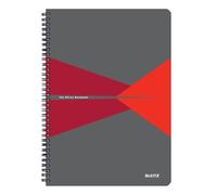 Leitz Office 44961025 Cahier ligné à spirales, couverture en polypropylène, ouverture à 360°, 180 pages/90 feuilles de papier certifié FSC (80 g/m²), pour le bureau et l'école, rouge