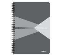 Leitz Office 44981085 Cahier quadrillé A5 à spirales, couverture en polypropylène, ouverture à 360°, 180 pages/90 feuilles de papier certifié FSC (80 g/m²), pour bureau et école, gris, 44981085
