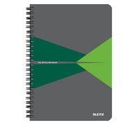 Leitz Office College Pad - Cahier A5 quadrillé avec reliure spirale, ouverture à 360 degrés, 180 pages / 90 feuilles de papier accrédité FSC 80 g/m², pour bureau et école, vert, 44581055