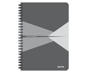 Leitz Office College Pad - Cahier A5 quadrillé avec reliure spirale, ouverture à 360 degrés, 180 pages / 90 feuilles de papier accrédité FSC 80 g/m², pour bureau et école, gris, 44581085