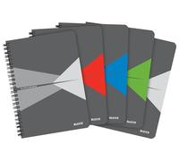 Leitz Office College Pad Lot de 5 - Cahier A5 quadrillé avec couverture PP, reliure spirale, 180 pages / 90 feuilles de papier accrédité FSC 80 g/m², pour bureau et école, 44981099