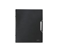 Leitz ordnungsmappe style, a4, pp, 12 fcher, satin-schwarz 3 schutzklappen am rckdeckel, gebrstete oberflche, innen silber, ed