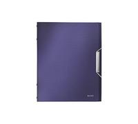 Leitz ordnungsmappe style, a4, pp, 12 fcher, titan-blau 3 schutzklappen am rckdeckel, gebrstete oberflche, innen silber, edels
