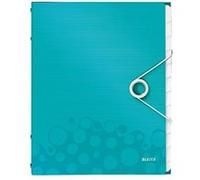 Leitz Trieur A4 WOW – Jusqu'à 200 feuilles, 12 onglets, fermeture élastique – Menthe métallisé