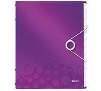Leitz Trieur WOW A4 PP 12 compartiments violet métallisé, surface laminée 3D, 3 rabats