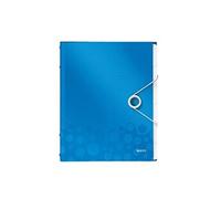 Leitz Trieur A4, Contient jusqu'à 200 Feuilles, Index Intégré à 6 Onglets, Fermeture Élastique, Bleu Métallisé, WOW, 46330036