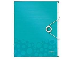 Leitz ordnungsmappe wow, din a4, pp, 6 fcher, eisblau laminierte oberflche, oberflchenstruktur mit 3d-prgung, 3 schutzklappe G