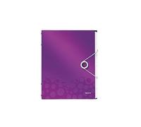 Leitz ordnungsmappe wow, din a4, pp, 6 fcher, violett laminierte oberflche, oberflchenstruktur mit 3d-prgung, 3 schutzklappe