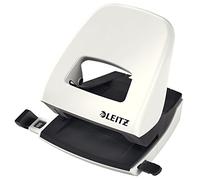 Leitz Perforateur, 30 Feuilles, Réglette de Guidage avec Marquages des Formats, Métal, NeXXt, 50082001 - Blanc Perlé