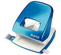Leitz - Perforateur, 30 Feuilles, Réglette de Guidage avec Marquages des Formats, Métal, Emballage Boîte, pour Maison Bureau École, Bleu WOW, 50081036