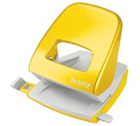 Leitz - Perforateur, 30 Feuilles, Réglette de Guidage avec Marquages des Formats, Métal, Emballage Boîte, pour Maison Bureau École, Jaune WOW, 50081016