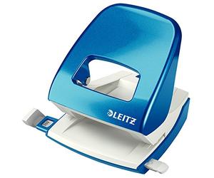 Leitz - Perforateur, 30 Feuilles, Réglette de Guidage avec Marquages des Formats, Métal, Emballage Boîte, pour Maison Bureau École, Bleu WOW, 50081036