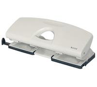 Leitz Perforatrice 4 trous 50120085 – Capacité 25 feuilles, métal gris clair, réglette de guidage
