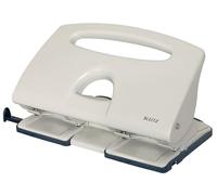 Leitz Perforatrice 4 Trous, Capacité 40 Feuilles, Gris clair, Métal, Réglette de Guidage avec Repères, 51320085