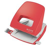 LEITZ - Perforatrice, Capacité 30 Feuilles, Barre de Guidage avec Démarcations, 100% Recyclable, Eco-responsable, Gamme NeXXt Recycle, coloris Rouge, 50030025