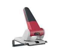 Leitz Perforatrice Gros Travaux Sans Effort – 65 feuilles, métal, rouge – réglette de guidage