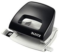 Leitz Perforatrice Petite Taille Sans Effort, Capacité 16 Feuilles, Noir, Métal, Réglette de Guidage avec Repères, NeXXt, 50386095