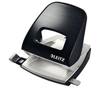 Leitz Perforatrice Sans Effort, Capacité 30 Feuilles, Noir satin, Métal, Réglette de Guidage avec Repères, Style, 50060094