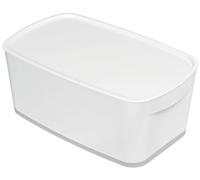 Leitz Petit Format avec couvercle, Boîte de Rangement pour la Maison et le Bureau, 5 L, Finition Mate, Plastique, Sans BPA et Sans Danger pour les Aliments, Blanc/Gris, 52291001