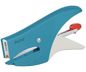 Leitz Pince Agrafeuse, Capacité 15 Feuilles, Chargement par l'Arrière, Pack d'Agrafes P1 (N°8) Inclus, Bleu, 56440061