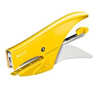 Leitz Pince Agrafeuse, Capacité 15 Feuilles, Corps en Métal Ergonomique, Agrafes Incluses, WOW, 55311016 - Jaune
