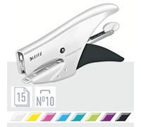 Leitz Pince-Agrafeuse WOW, Pour Agrafes N°10, Capacité 15 Feuilles, Métal, Agrafes Incluses, Blanc Perlé, 55312001