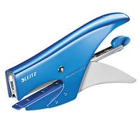 Leitz Pince-Agrafeuse WOW, Pour Agrafes N°10, Capacité 15 Feuilles, Métal, Agrafes Incluses, Bleu Métallisé, 55312036