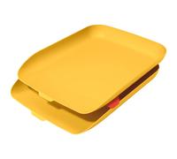 Leitz Corbeille à courrier A4 Cosy 53581019, Polystyrène Jaune, Lot de 2