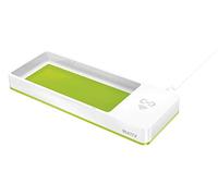 Leitz Plumier avec Chargeur à Induction Qi Sans Fil pour Smartphone, WOW, Blanc/Vert, 53651054