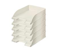 Leitz Plus Corbeille à courrier Hauteur 70 mm Blanc Métallisé Lot de 5