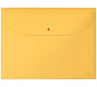 Leitz - Pochette-Enveloppe A4, Lot de 3, 2 Compartiments, PP, Fermeture à Bouton-Pression, Transport et Protection Documents Sensibles, Jaune Cosy, 47090019