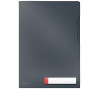 Leitz - Pochette plastique A4, Lot de 3, Capacité 40 Feuilles, Chemise de coin, Porte-Étiquette et Onglet d’Insertion, Protection Documents Sensibles, Gris Cosy, 47080019