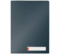 Leitz - Pochette Plastique A4, Lot de 3, Chemise de Coin, 3 Compartiments, Capacité 40 Feuilles, Porte-Étiquette et Onglet d’Insertion, Protection Documents Sensibles, Gris Cosy, 47080019