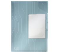 Leitz, Pochettes Combifile A4, Matière Grainée Mate Transparente Bleue, Ouverture sur le Haut et sur le Côté Droit, Polypropylène 200 Microns, Lot de 3, 47290035