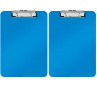 Leitz - Porte-bloc A4, Capacité 75 Feuilles, Clip Métallique Solide, Crochet de Suspension, Polystyrène, Bleu WOW, 39710036 (Lot de 2)