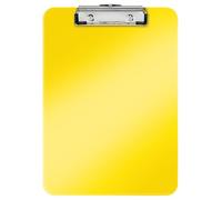Leitz - Porte-bloc A4, Capacité 75 Feuilles, Clip Métallique Solide, Crochet de Suspension, Polystyrène, Jaune WOW, 39710016