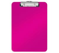 Leitz - Porte-bloc A4, Capacité 75 Feuilles, Clip Métallique Solide, Crochet de Suspension, Polystyrène, Rose WOW, 39710023