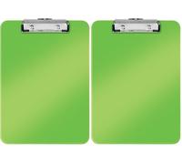 Leitz - Porte-bloc A4, Capacité 75 Feuilles, Clip Métallique Solide, Crochet de Suspension, Polystyrène, Vert WOW, 39710054 (Lot de 2)