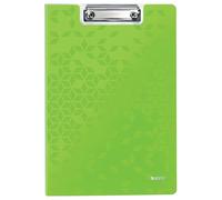 Leitz - Porte-bloc avec Rabat A4, Capacité 75 Feuilles, Clip Métallique Solide, Pochette Supplémentaire, Polyfoam Léger et Durable, Vert WOW, 41990054