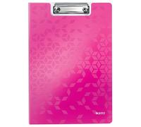 Leitz - Porte-bloc avec Rabat A4, Capacité 75 Feuilles, Clip Métallique Solide, Pochette Supplémentaire, Polyfoam Léger et Durable, Rose WOW, 41990023
