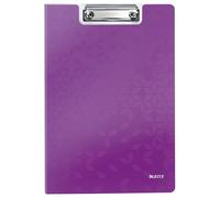 Leitz - Porte-bloc avec Rabat A4, Capacité 75 Feuilles, Clip Métallique Solide, Pochette Supplémentaire, Polyfoam Léger et Durable, Violet WOW, 41990062