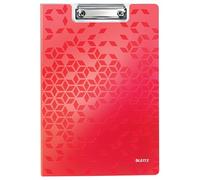 Leitz - Porte-bloc avec Rabat A4, Capacité 75 Feuilles, Clip Métallique Solide, Pochette Supplémentaire, Polyfoam Léger et Durable, Rouge WOW, 41990026