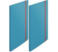 Leitz - Porte-Vues A4, 20 Pochettes Transparentes pour 40 Feuilles, 80 Vues, 3 Rabats, Bande Élastique, PP, Usage Bureau Maison École, Bleu Cosy, 46700019 (Lot de 2)