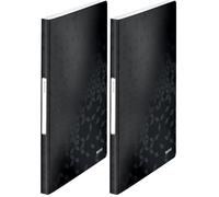 Leitz - Porte-Vues A4, 40 Pochettes Transparentes, 80 Vues, Organisation et Présentation de Documents, Couverture Souple Polypropylène Durable, Usage Bureau Maison École, Noir WOW, 46320023 (Lot de 2)