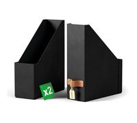 Leitz Puro - Lot de 2 porte-revues A4 durables, compatibles avec étagères et cubes de rangement, capacité 900 feuilles (80 g/m²), organiseur de bureau pour maison et bureau 10 x 25 x 30 cm, Noir