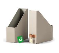 Leitz Puro - Lot de 2 porte-revues A4 durables, compatibles avec étagères et cubes de rangement, capacité 900 feuilles (80 g/m²), organiseur de bureau pour maison et bureau 10 x 25 x 30 cm, Beige