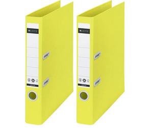 Leitz Recycle - Classeur à Levier 180°, Capacité 350 Feuilles A4, PP 100% Recyclable & Carton Recy co-Responsable & Neutre en CO2, Gamme Recycle, Jaune, 10190015 (Lot de 2)