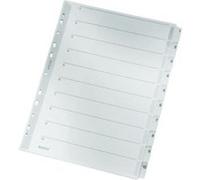 Leitz - répertoire en carton mylar, chiffres, a4, 1-10, gris 10 divisions, 160 g m2, page de garde inscriptible, onglets et perf G