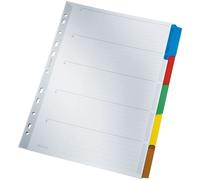 LEITZ Répertoire en carton mylar vierge A4 5 pièces gris onglets de couleur